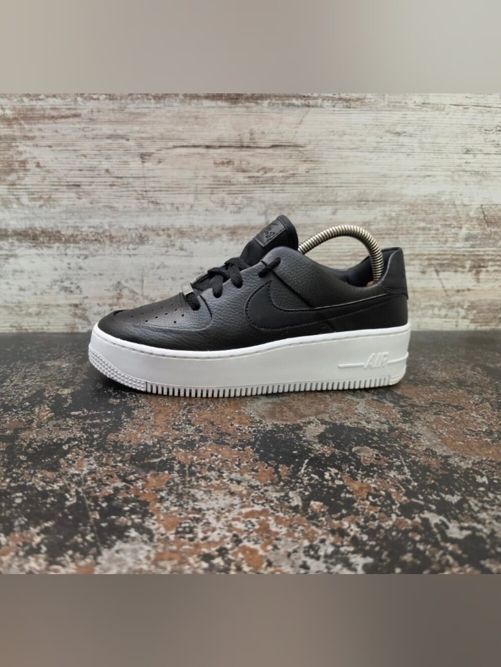 Womens Nike Air Force 1 Sage Shoes Sz 7.5 Used Black Leather AR5339 002